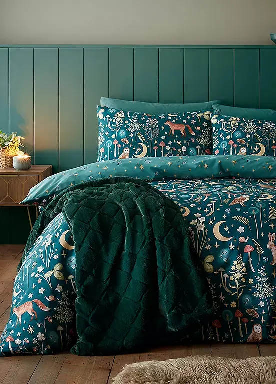 bonprix Catherine Lansfield Forest Green Enchanted Twilight Duvet Cover Set