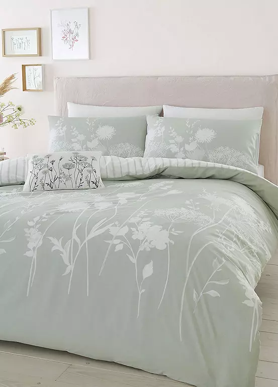 bonprix Catherine Lansfield Meadowsweet Floral Green Duvet Set