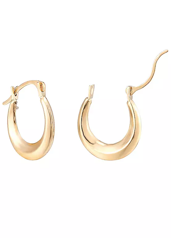 bonprix For You Collection 9ct Solid Gold Polished Creole Hoop Earrings