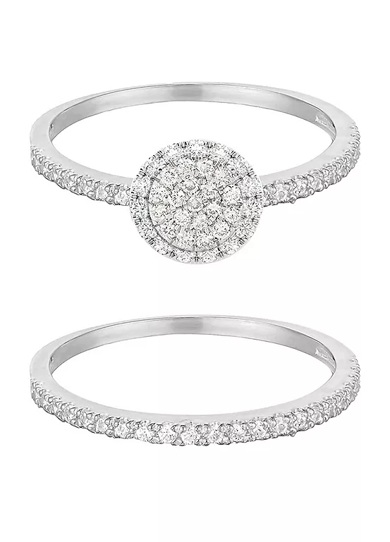 bonprix For You Collection Set of 2 Sterling Silver CZ Rings