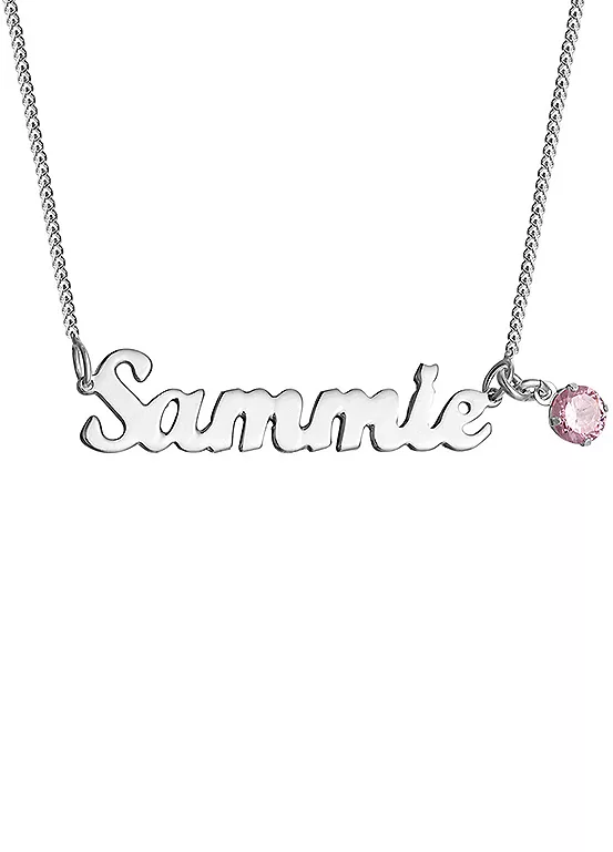 bonprix For You Collection Sterling Silver Adjustable Name Necklace with Birthstone Charm