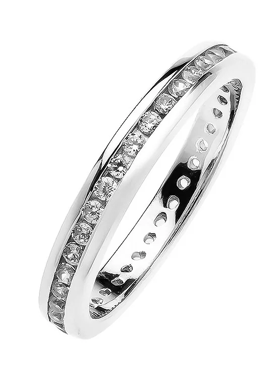 bonprix For You Collection Sterling Silver Channel Set Cubic Zirconia Eternity Ring