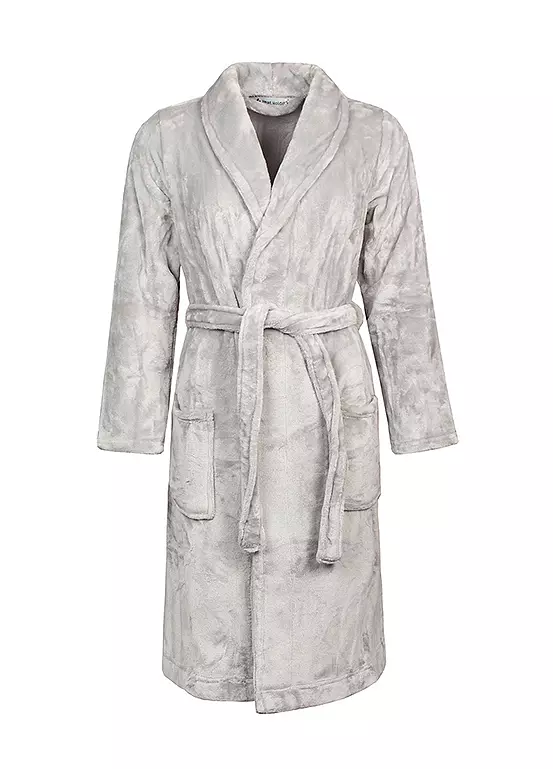 bonprix Heat Holders Ladies 1 Pce Fleece Dressing Gown- Grey