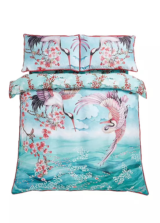 Bonprix Joe Browns Sakura Herons Oceanic 100% Cotton Sateen 200 Thread Count Reversible Duvet Set