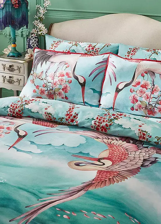 Bonprix Joe Browns Sakura Herons Oceanic 100% Cotton Sateen 200 Thread Count Reversible Duvet Set