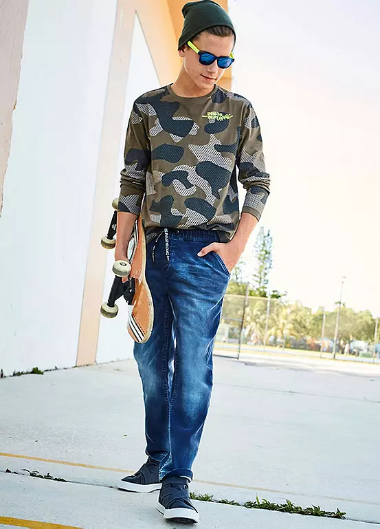 Bonprix Kids Elasticated Waist Drawstring Jersey Jeans