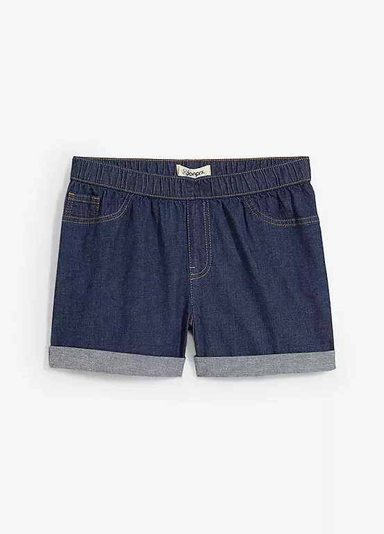 Bonprix Kids Elasticated Waist Turn-Up Hem Denim Shorts