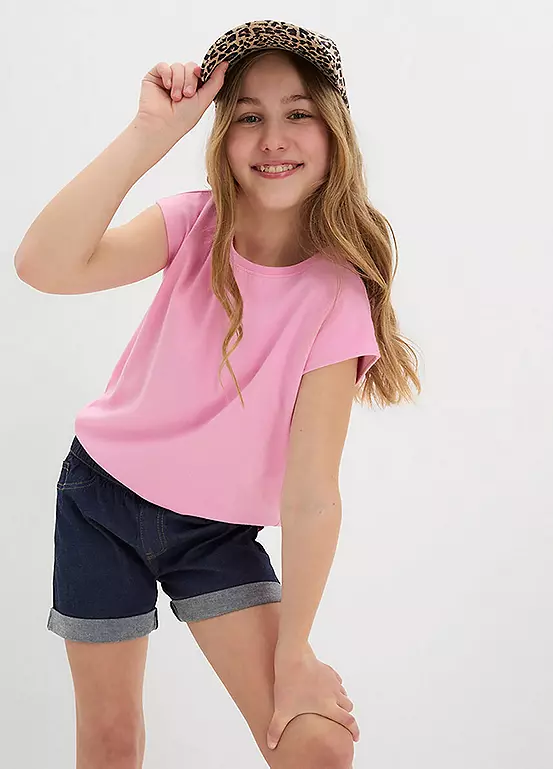 Bonprix Kids Elasticated Waist Turn-Up Hem Denim Shorts