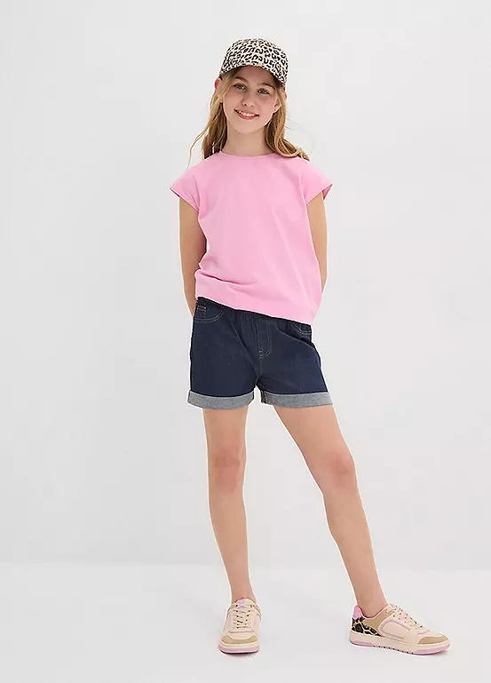 Bonprix Kids Elasticated Waist Turn-Up Hem Denim Shorts
