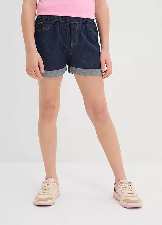 bonprix Kids Elasticated Waist Turn-Up Hem Denim Shorts