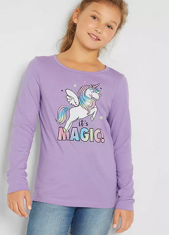 Bonprix Kids Pack Of 2 Long Sleeve Unicorn T-Shirts