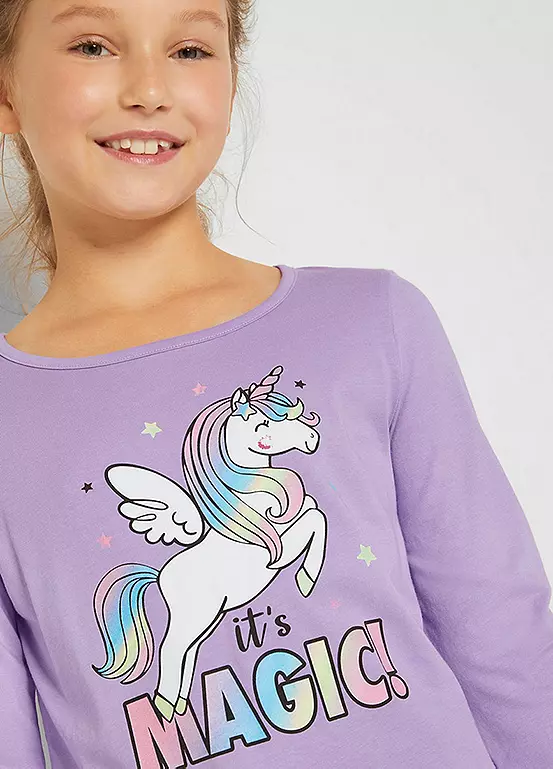 Bonprix Kids Pack Of 2 Long Sleeve Unicorn T-Shirts