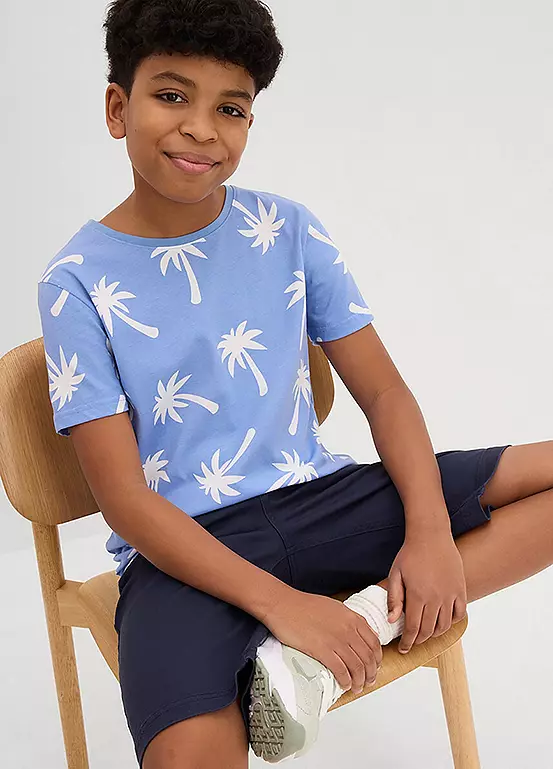 Bonprix Kids Palm Tree Printed Short Sleeve T-Shirt