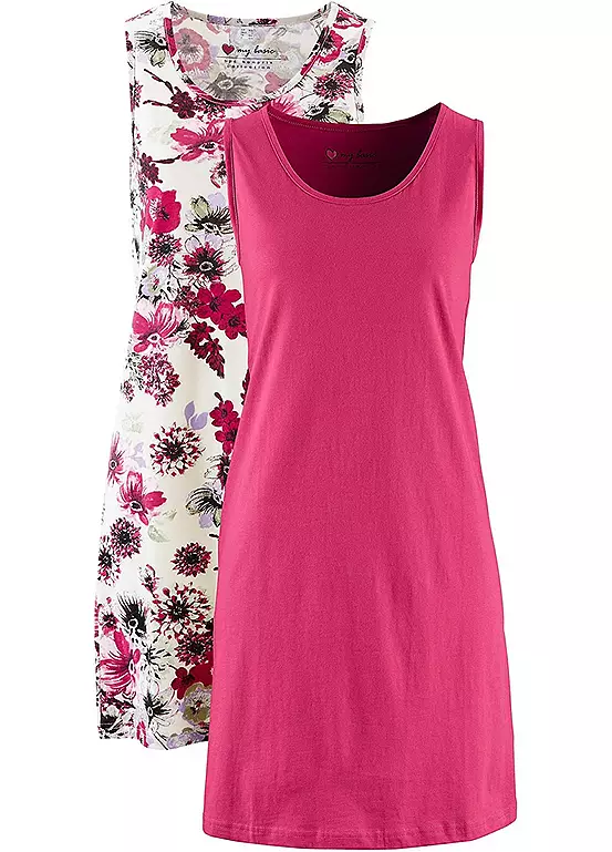 bonprix Pack Of 2 Essential A-Line Jersey Mini Dresses