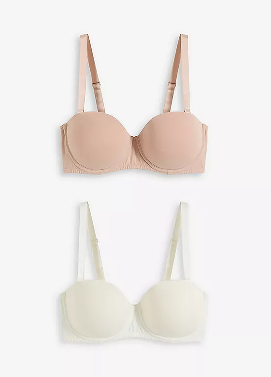 bonprix Pack of 2 Underwired Organic Cotton Strapless Bras