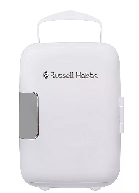 bonprix Russell Hobbs RH4CLR1001 White & Chrome 4L Mini Compact Cooler for Drinks & Cosmetics - Retro Style