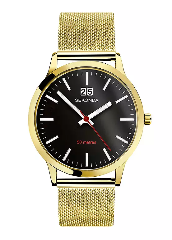 bonprix Sekonda Men’s Nordic Gold Stainless Steel Mesh Bracelet Analogue 40mm Watch