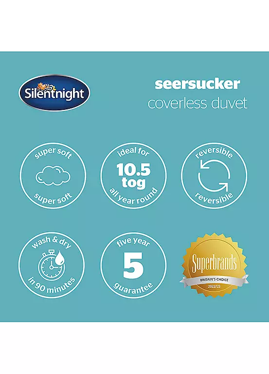Bonprix Silentnight Seersucker 10.5 Tog Coverless Reversible Duvet Cover Set