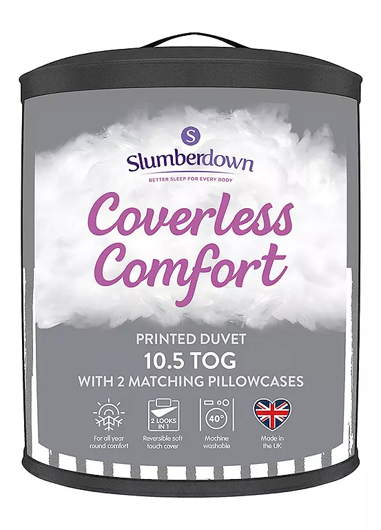Bonprix Slumberdown Coverless Comfort Printed Grey Stripe 10.5 Tog Duvet