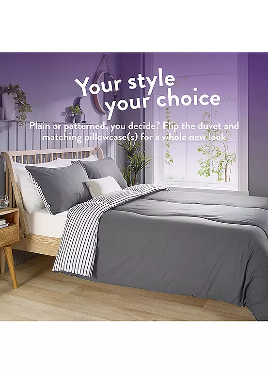 Bonprix Slumberdown Coverless Comfort Printed Grey Stripe 10.5 Tog Duvet