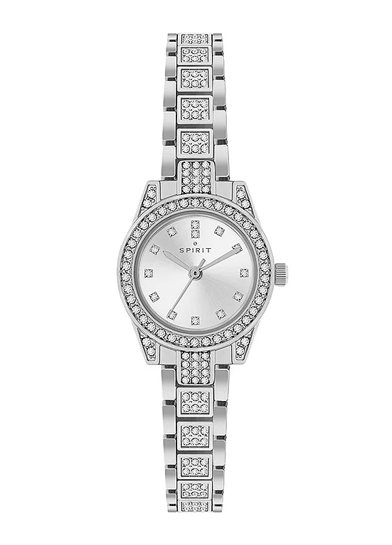 bonprix Spirit Ladies Polished Pale Silver Crystal Bracelet Watch