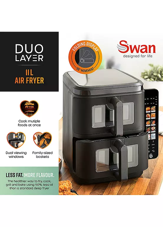 Bonprix Swan SD10522BLK 11L Twin Stack Air Fryer With Swan Cyclone Technology - Black