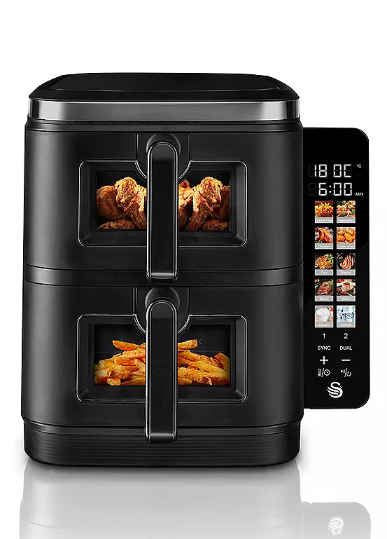 bonprix Swan SD10522BLK 11L Twin Stack Air Fryer with Swan Cyclone Technology - Black