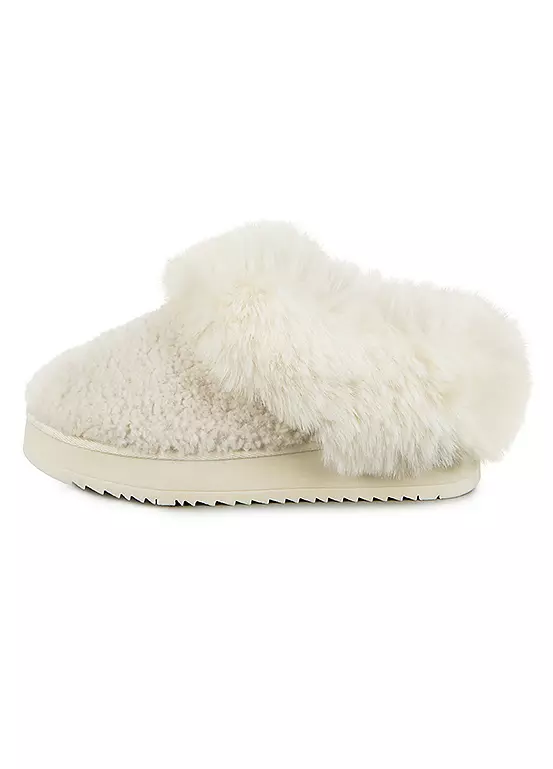 Bonprix Totes Ladies Cream Textured Mule On Chunky Sole (Icon) Slippers