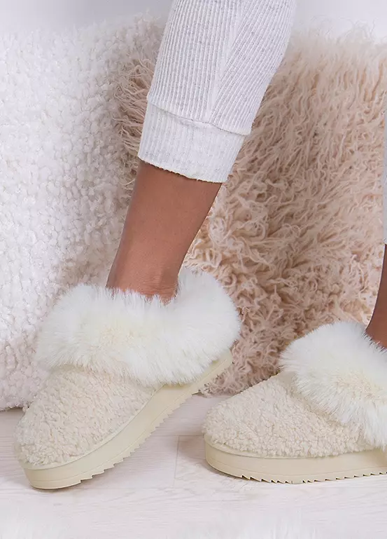 bonprix Totes Ladies Cream Textured Mule On Chunky Sole (Icon) Slippers