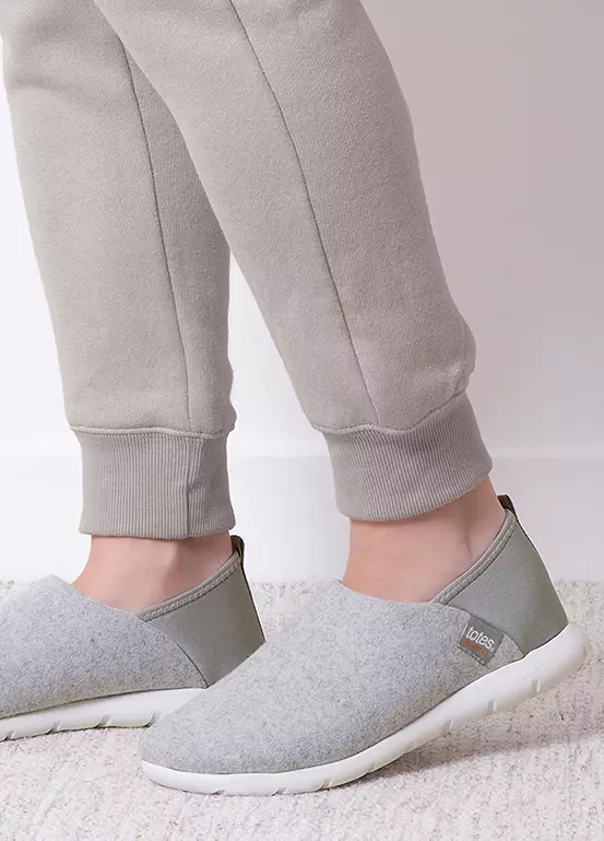 bonprix Totes Ladies Iso-Flex Felt Full Back Slipper In Grey