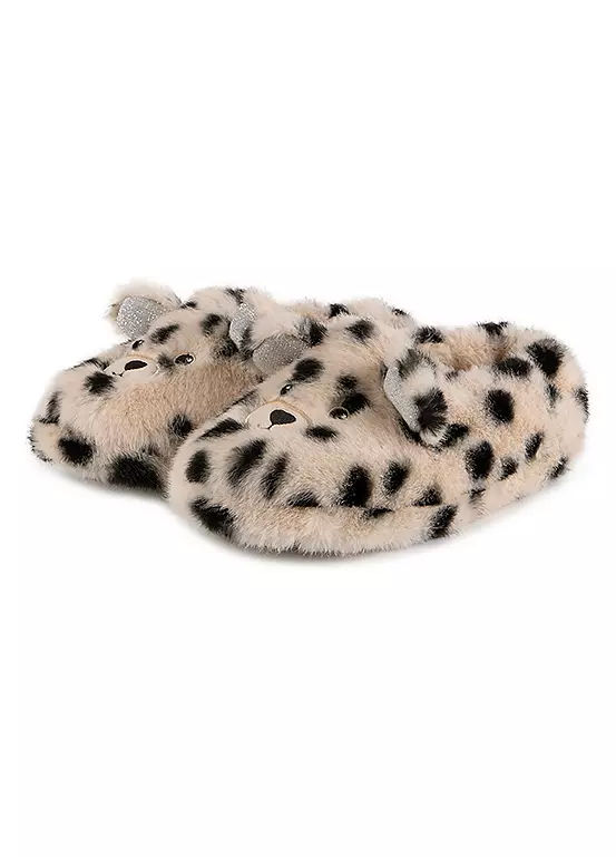 Bonprix Totes Ladies Novelty Dalmatian Faux Fur Slippers
