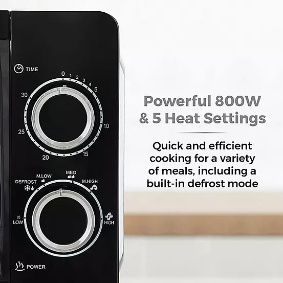 Bonprix Tower 800W 20L Manual Microwave T24042BLK - Black & Chrome