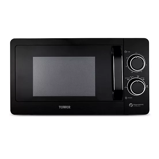 bonprix Tower 800W 20L Manual Microwave T24042BLK - Black & Chrome