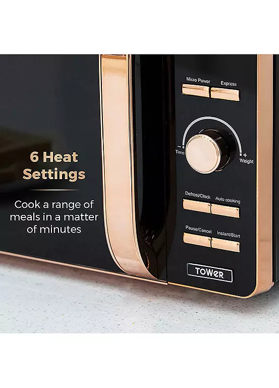 Bonprix Tower Digital 20L Microwave With 8 Autocook Settings T24021 - Black And Rose Gold