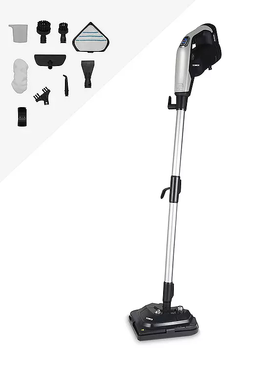 bonprix Tower T134001Pl Tsm12 Multi-Functional 12-In-1 Steam Mop - Black & Platinum