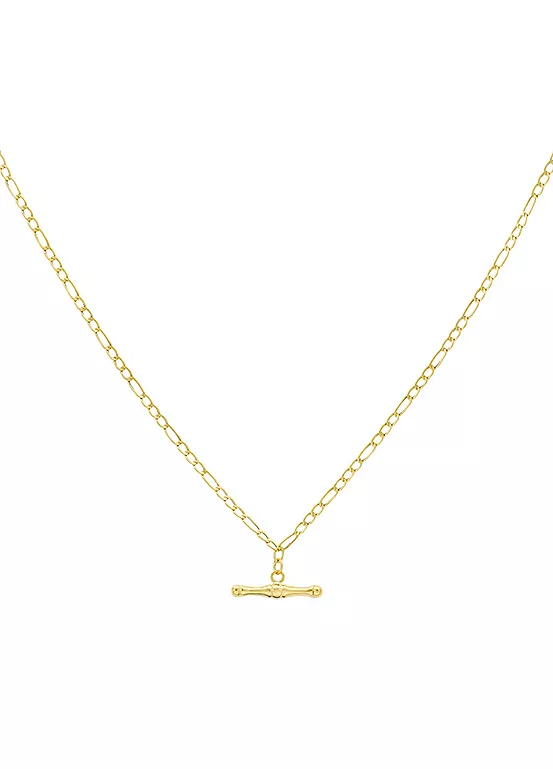 bonprix Tuscany Gold 9ct Gold T-Bar Figaro Necklace