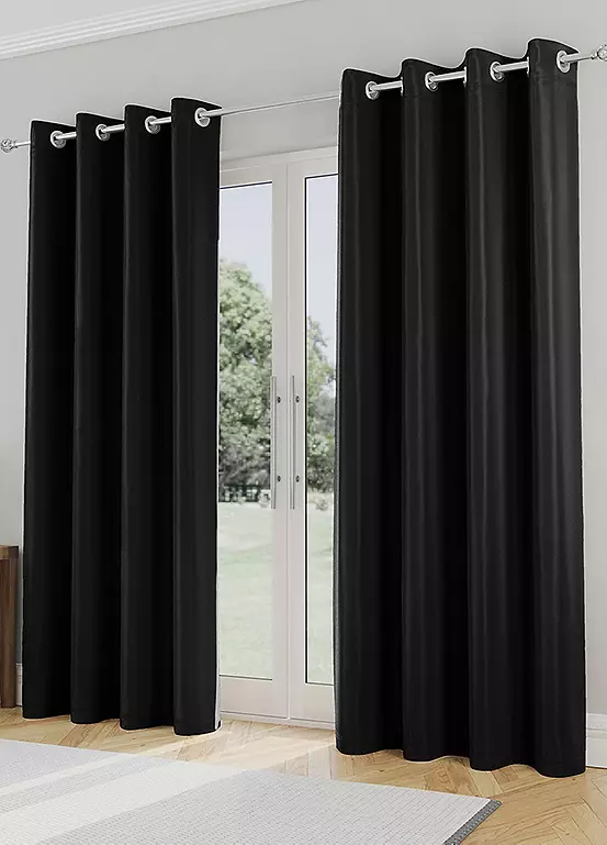 Bonprix Tyrone Super Soft Plain Blockout Pair Of Eyelet Curtains