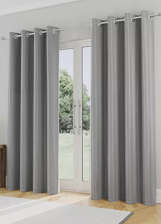 Bonprix Tyrone Super Soft Plain Blockout Pair Of Eyelet Curtains