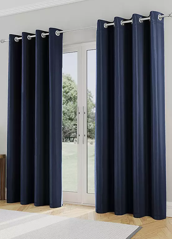 Bonprix Tyrone Super Soft Plain Blockout Pair Of Eyelet Curtains