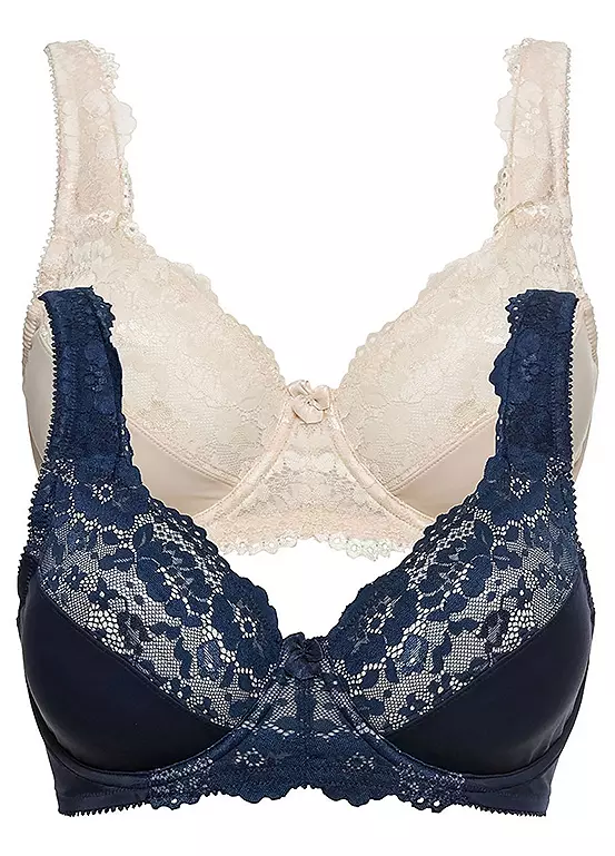 bonprix Underwired Pack of 2 Lace Trim Minimiser Bras