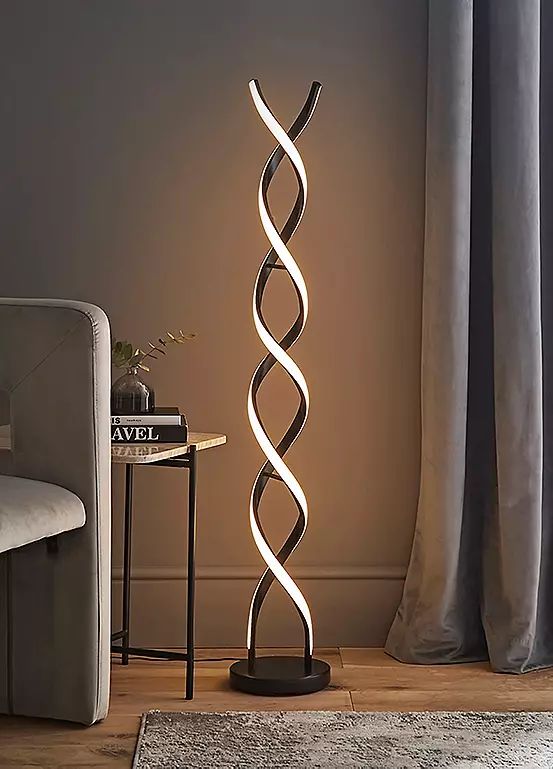 Bonprix ValueLights Infinity Matt Black Double Twist Integrated LED Floor Lamp