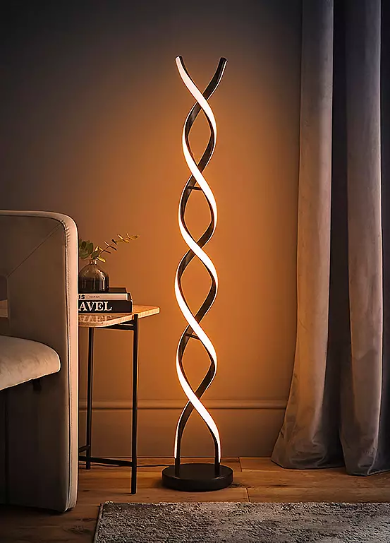 bonprix ValueLights Infinity Matt Black Double Twist Integrated LED Floor Lamp