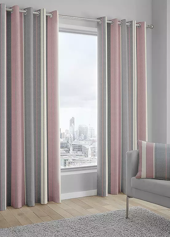 Bonprix Whitworth Stripe Pair Of Lined Eyelet Curtains