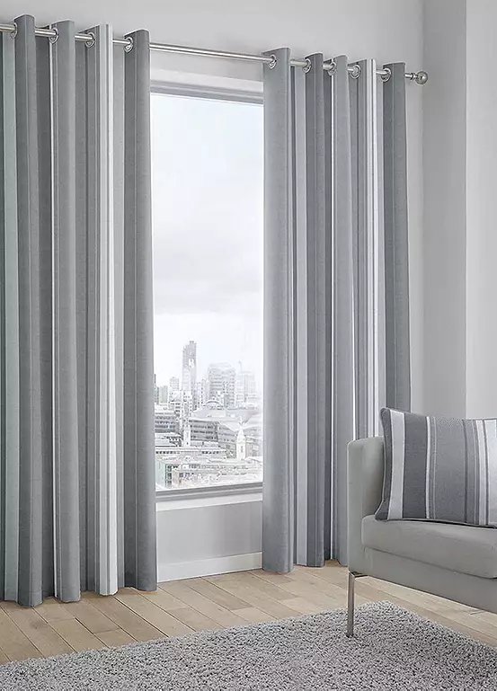 Bonprix Whitworth Stripe Pair Of Lined Eyelet Curtains
