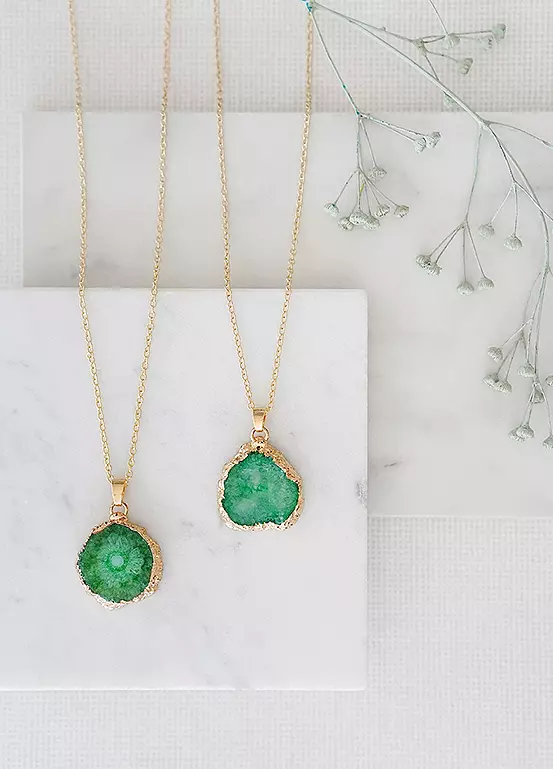 bonprix Xander Kostroma Mini Green Agate Pendant Necklace