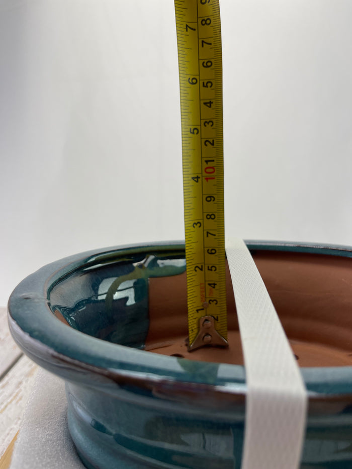 Bonsai Ceramic Pot With Humidity Tray - Blue Oval