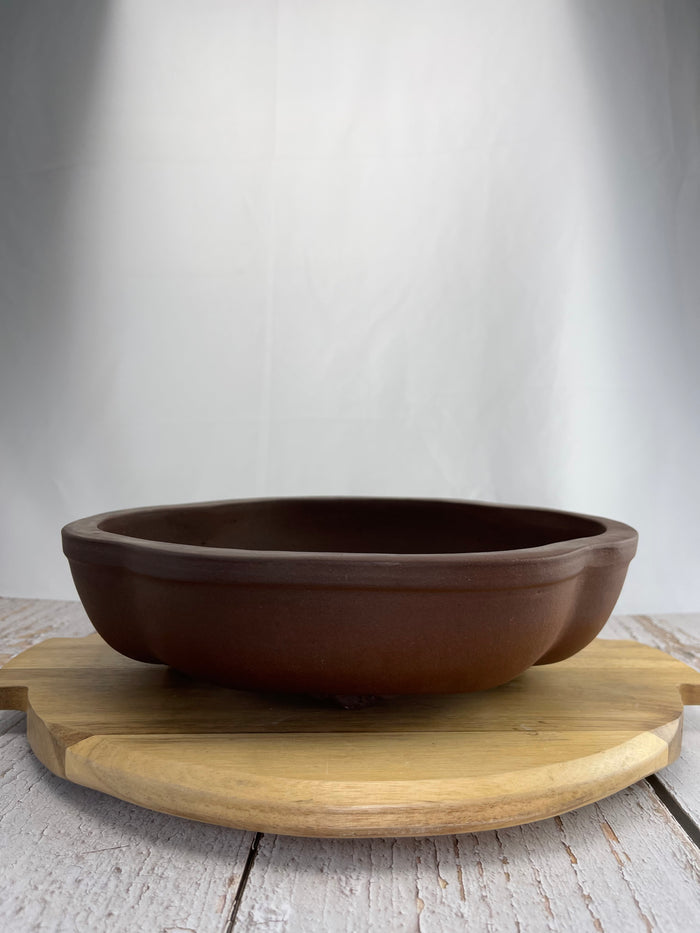 Bonsai Ceramic Pots - Unglazed Lotus (Red Clay)