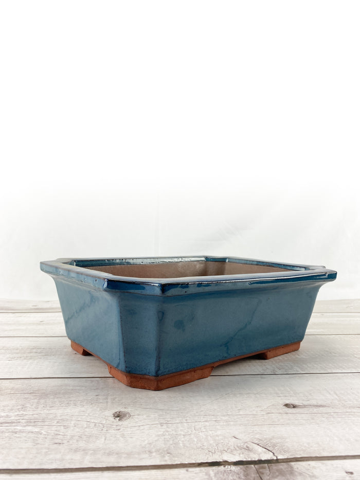 Bonsai Premium Lotus Ceramic Pot (Blue Glazed)
