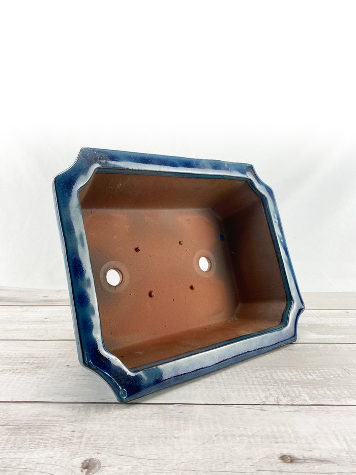 Bonsai Premium Lotus Ceramic Pot (Blue Glazed)