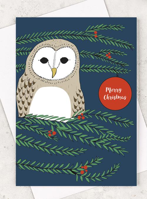 Boodle Barn Owl Christmas Card